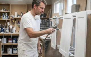 Why North Atlanta Homeowners Trust Cabinet Transformation Experts—Not Just Painters - Cabinets being sprayed in workshop