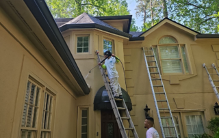 Our Proper Prep Work in Exterior Painting - Painters doing pressure washing