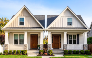 Neutral Doesn’t Have to Be Boring – Exterior Edition - two houses painted with sherwin williams neutral colors