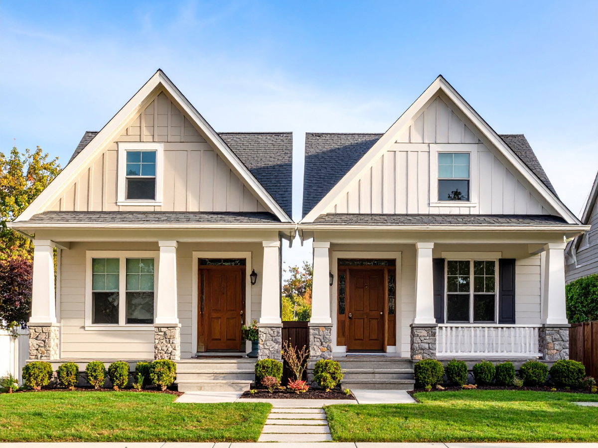 Neutral Doesn’t Have to Be Boring – Exterior Edition - two houses painted with sherwin williams neutral colors