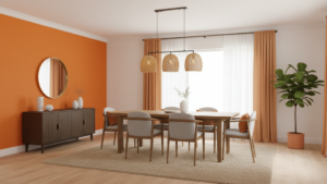 Sherwin-Williams Navel as an accent wall in a beautiful dining room