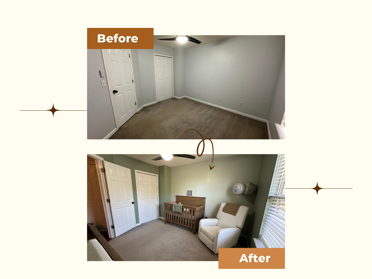 From Grey to Dream: How We Transformed a Nursery with Paint - before and after of a baby nursery