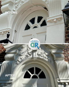 Before and After of custom trim work done by Atlanta's Paint Doctor