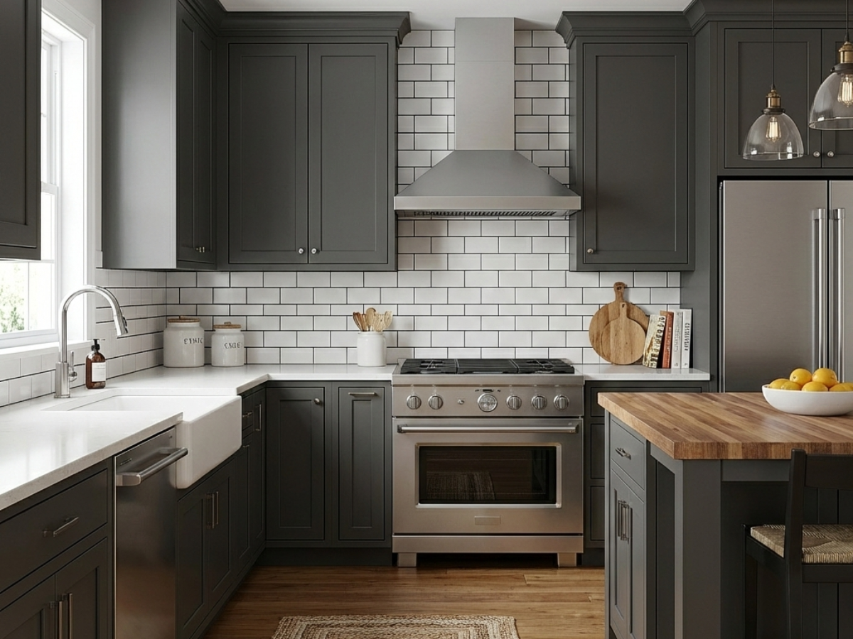 How to Care for Your Newly Refinished Cabinets - Dark kitchen cabinets freshly refinished.
