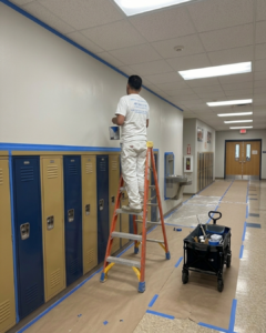 School Painting Contractor painting hallway