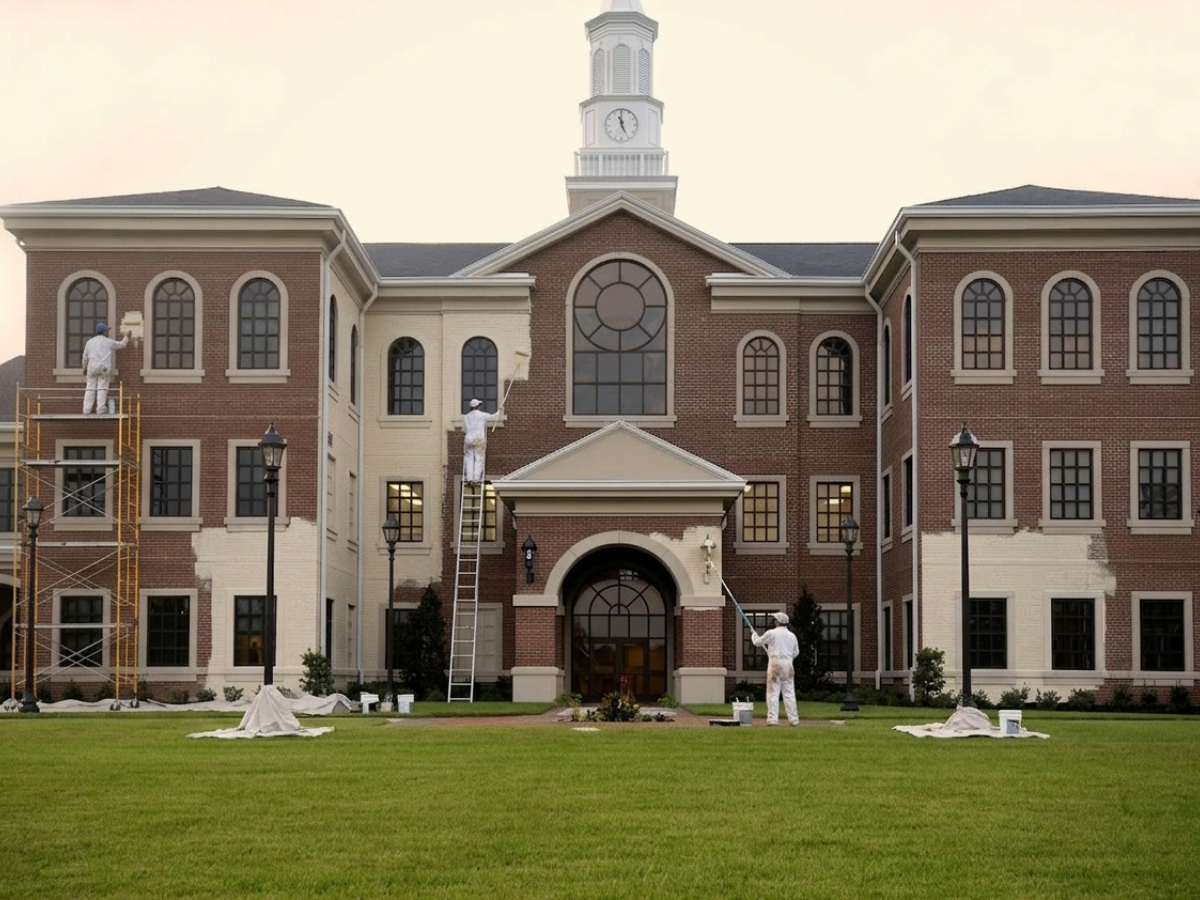 First Impressions Matter: Exterior Painting Strategies for Atlanta’s Independent Schools - parivate school being painted by professional painters in atlanta