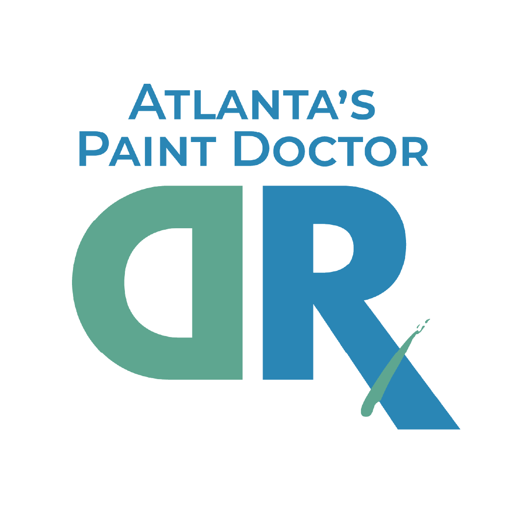 Atlanta’s Paint Doctor Logo on Black Background Atlanta's Paint Doctor logo with green and blue letters DR and a paintbrush on black.