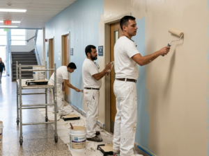 Painters painting school corridors in Metor Atlanta