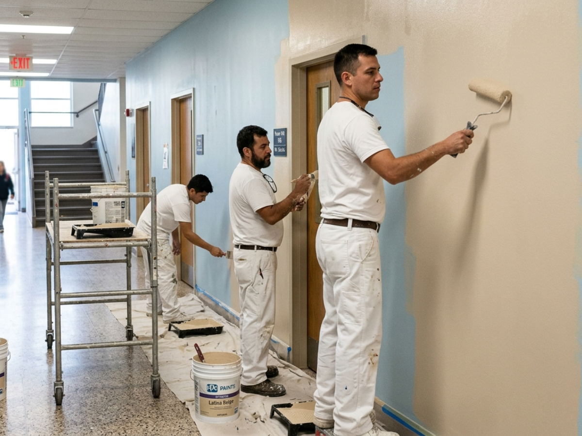 Painters painting school corridors in Metor Atlanta